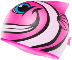 Шапочка для плавання TYR CharacTYRS Happy Fish Silicone Kids’ Swim Cap, Fl. Pink, Onesize, Fl. Pink