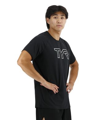 Футболка чоловіча з короткими рукавами TYR Men's ClimaDry Big Logo Tech Tee - Solid, Black, L, Чорный