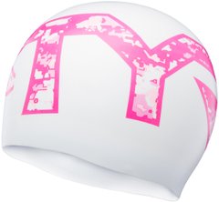 Шапочка для плавання TYR Pink Silicone Swim Cap, WHT/PINK, Onesize, WHT/PINK