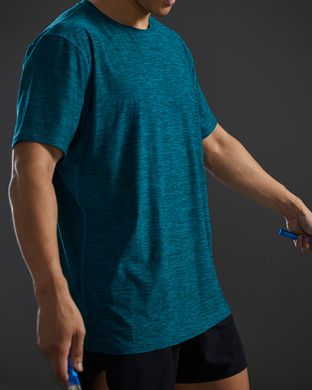 Футболка чоловіча з короткими рукавами TYR Men's Airtec Tee- Solid, Deep Teal Heather, M, Синій