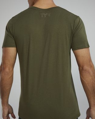 Футболка чоловіча з короткими рукавами TYR Men's Ultrasoft Lightweight Tri Blend Tech Tee - Big Logo, M, Olive Night