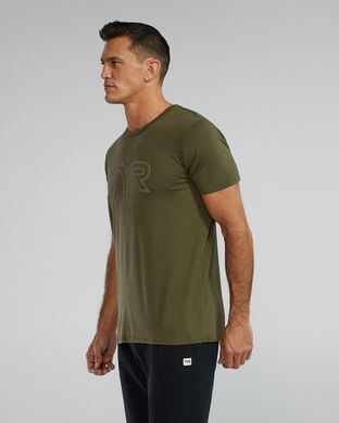 Футболка чоловіча з короткими рукавами TYR Men's Ultrasoft Lightweight Tri Blend Tech Tee - Big Logo, M, Olive Night