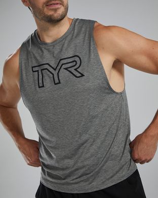 Чоловіча майка TYR Men's ClimaDry Big Logo Tech Tank – Solid, Olive Night Heather, M, Grey