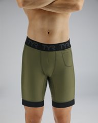 Чоловічі компресійні шорти TYR Men's Compression Shorts – Solid, Olive Night, L, Оливковий