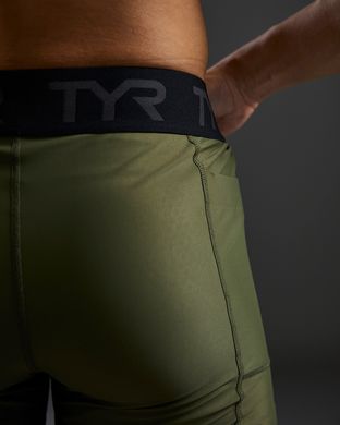 Чоловічі компресійні шорти TYR Men's Compression Shorts – Solid, Olive Night, XL, Оливковий