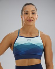 Спортивний жіночій топ TYR Women's Base Kinetic High Neck Sports Bra – Forge, Blue/Multi, M, Синій