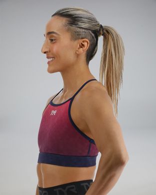 Спортивний жіночій топ TYR Women's Base Kinetic High Neck Sports Bra – Ember, Red Multi, XS, Червоний