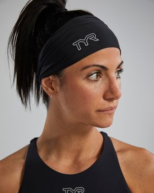 Спортивна пов'язка на голову TYR Headband, Black/Grey, Onesize, Black/White