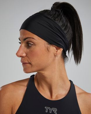 Спортивна пов'язка на голову TYR Headband, Black/Grey, Onesize, Black/White