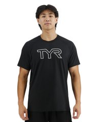 Футболка чоловіча з короткими рукавами TYR Men's ClimaDry Big Logo Tech Tee - Solid, Black, XXL, Чорный