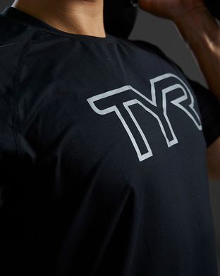 Футболка чоловіча з короткими рукавами TYR Men's ClimaDry Big Logo Tech Tee - Solid, Black, XXL, Чорный