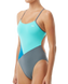 Суцільний жіночий купальник TYR Solid Splice Block Cutoutfit, Бирюзовый, 36, Teal/Blue/Grey