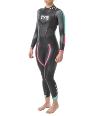 Гідрокостюм жіночий TYR Women’s Hurricane Wetsuit Cat 5, Чорний, M, Black/Turquoise/Fuschia