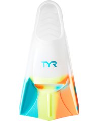 Ласти короткі TYR Stryker Silicone Fins, Orange/Teal/Yellow/Clear, S, Orange/Teal/Yellow/Clear