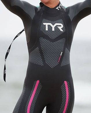 Гідрокостюм жіночий TYR Women’s Hurricane Wetsuit Cat 5, Чорний, S, Black/Turquoise/Fuschia