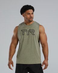 Чоловіча майка TYR Men's ClimaDry Big Logo Tech Tank – Solid, Olive Night Heather, XXL, Оливковий