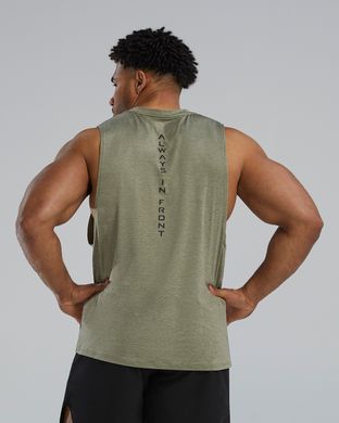 Чоловіча майка TYR Men's ClimaDry Big Logo Tech Tank – Solid, Olive Night Heather, XXL, Оливковий