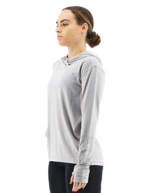 Жіноча футболка з рукавами і капюшоном TYR Women’s SunDefense Hooded Shirt, Light Grey, S, Light Grey
