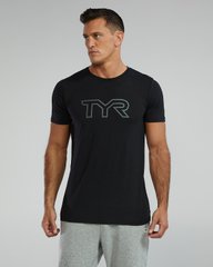 Футболка чоловіча з короткими рукавами TYR Men's Ultrasoft Lightweight Tri Blend Tech Tee - Big Logo, M, Black