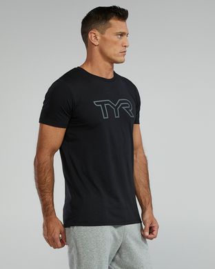 Футболка чоловіча з короткими рукавами TYR Men's Ultrasoft Lightweight Tri Blend Tech Tee - Big Logo, M, Black