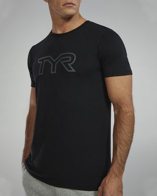 Футболка чоловіча з короткими рукавами TYR Men's Ultrasoft Lightweight Tri Blend Tech Tee - Big Logo, M, Black