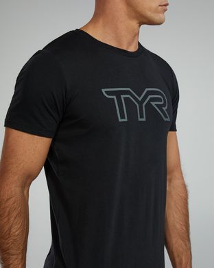 Футболка чоловіча з короткими рукавами TYR Men's Ultrasoft Lightweight Tri Blend Tech Tee - Big Logo, M, Black