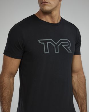 Футболка чоловіча з короткими рукавами TYR Men's Ultrasoft Lightweight Tri Blend Tech Tee - Big Logo, M, Black