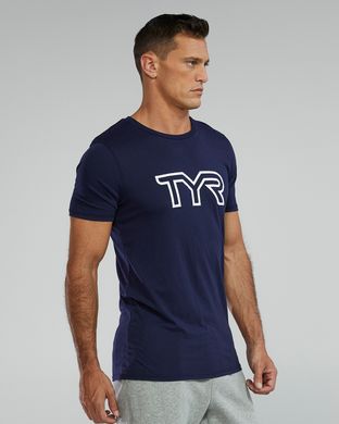 Футболка чоловіча з короткими рукавами TYR Men's Ultrasoft Lightweight Tri Blend Tech Tee - Big Logo, M, Navy