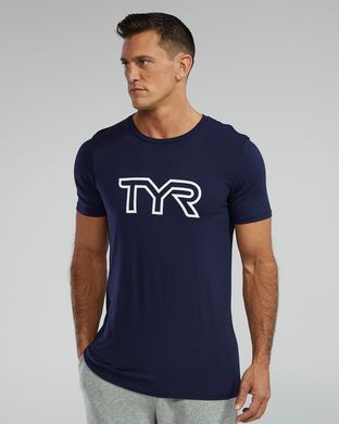 Футболка чоловіча з короткими рукавами TYR Men's Ultrasoft Lightweight Tri Blend Tech Tee - Big Logo, M, Navy