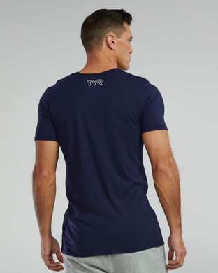 Футболка чоловіча з короткими рукавами TYR Men's Ultrasoft Lightweight Tri Blend Tech Tee - Big Logo, M, Navy