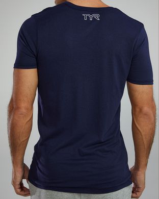 Футболка чоловіча з короткими рукавами TYR Men's Ultrasoft Lightweight Tri Blend Tech Tee - Big Logo, M, Navy