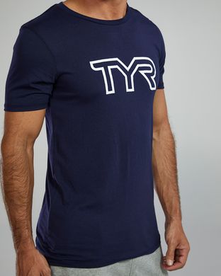 Футболка чоловіча з короткими рукавами TYR Men's Ultrasoft Lightweight Tri Blend Tech Tee - Big Logo, M, Navy