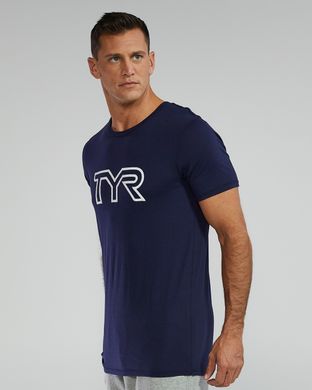 Футболка чоловіча з короткими рукавами TYR Men's Ultrasoft Lightweight Tri Blend Tech Tee - Big Logo, M, Navy